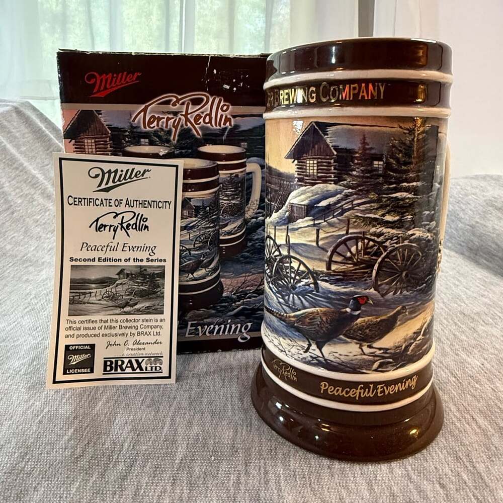 2007 Miller Brewing Co. Terry Redlin Peaceful Evening Collector Stein w/ COA